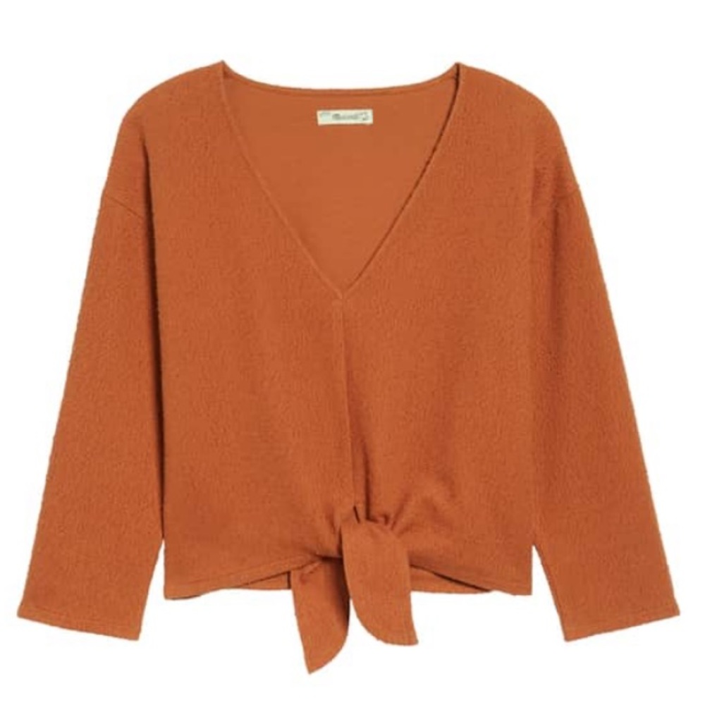 NWT Madewell Textured Tie Front Top